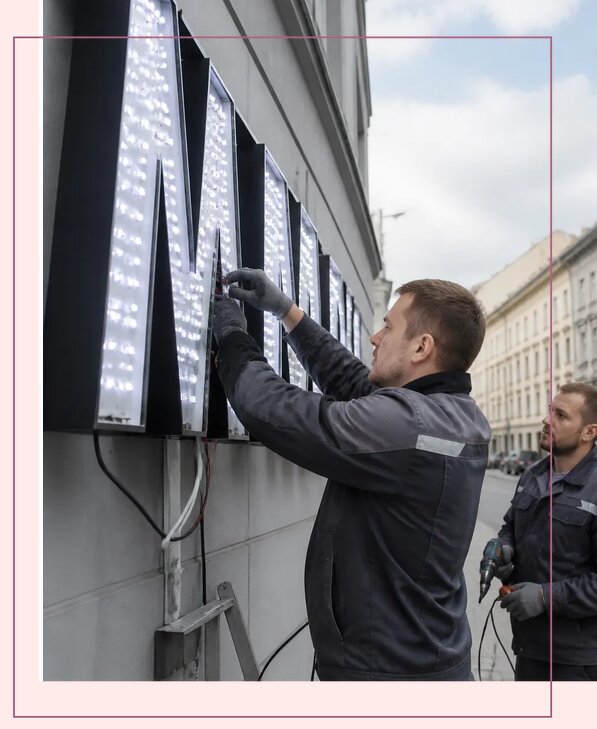 Изготовление и монтаж светодиодных LED вывесок в Скопине